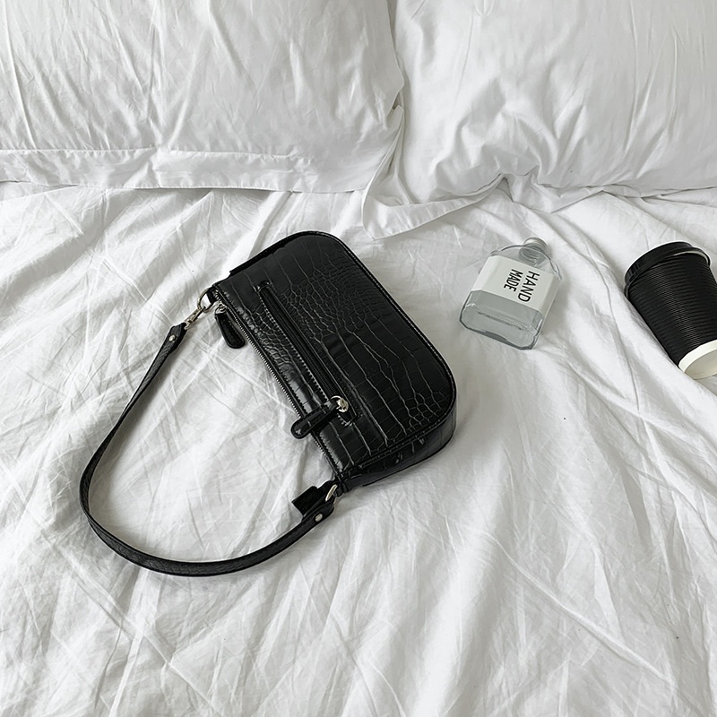 하이엔드 프렌치 디자인 백 레트로 바게트백 악어무늬 핸드백 토트백 - 상세 이미지 3