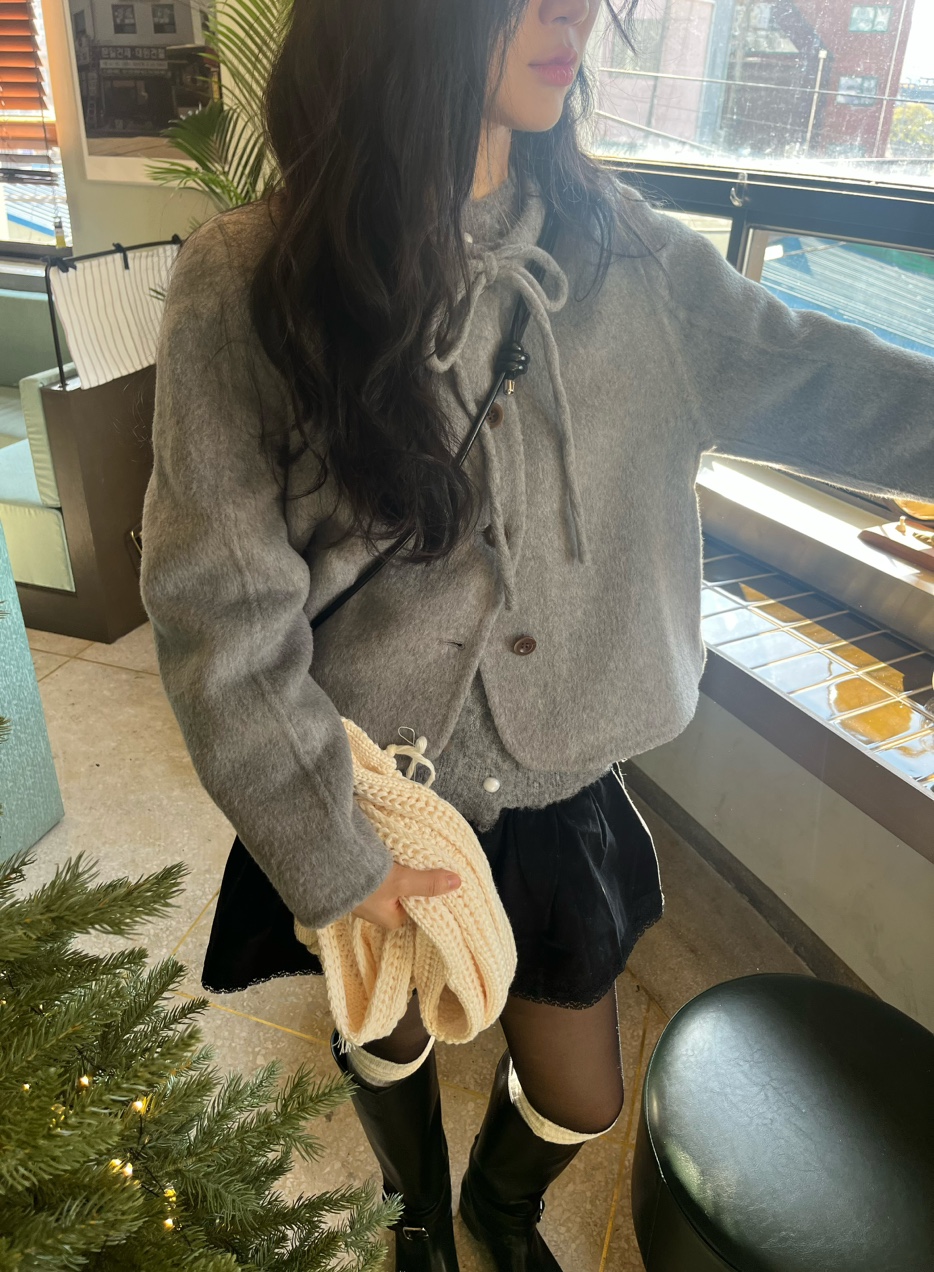 마카롱 리본 울 핸드메이드 숏 코트 (3color) 상세 이미지 34