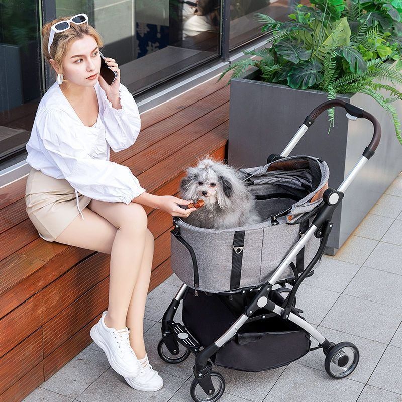 반려동물 프리미엄 이동식 캐리어 유모차 개모차