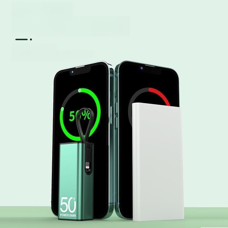 LED 후레쉬 미니 보조배터리 5000 mAh 대용량 케이블 일체형 보조배터리 - 상세 이미지 3
