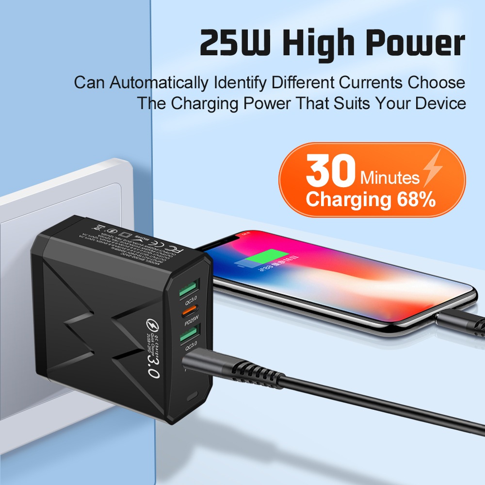 토탈 2USB+2PD 4포트 한국형 220V 멀티 고속충전기 100W - 상세 이미지 3