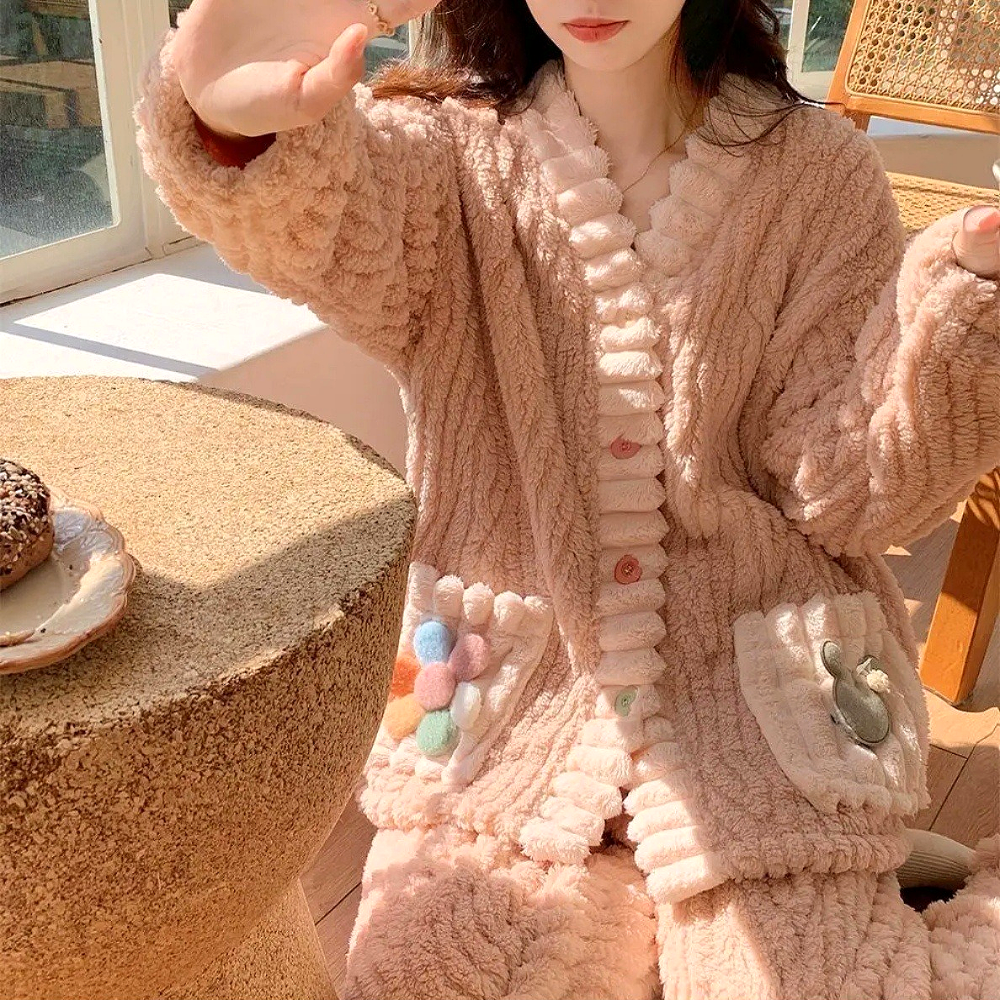 여성 극세사 수면 잠옷 세트 박대표마켓 - 상세 이미지 4