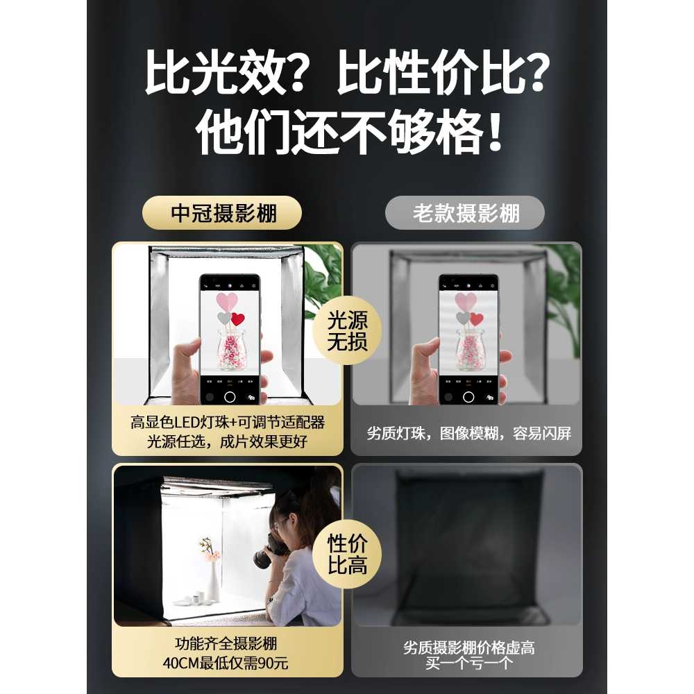 스튜디오 LED 포토부스 사진 촬영 간이 누끼 포토박스 80CM 4등 - 상세 이미지 4