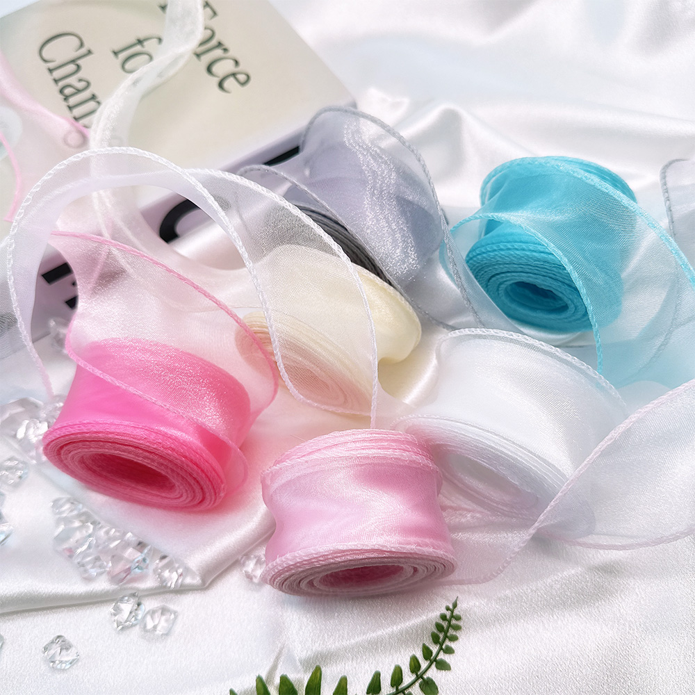 쉬폰 오간디리본 청첩장 선물 포장 리본 끈 도매 실속형 오간자 크리스마스 트리 제품 이미지