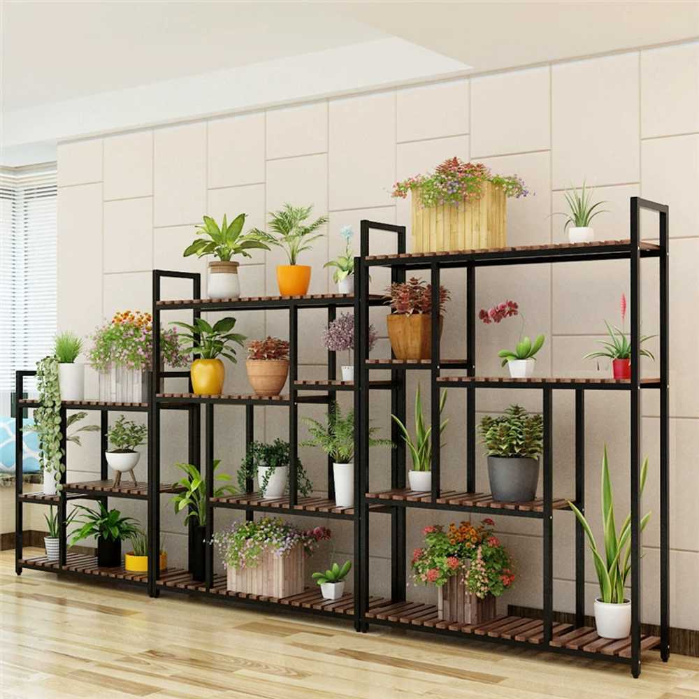 나무 화분 받침대 선반 거치대 진열대 스탠드 거실 120x30x155cm - 상세 이미지 4