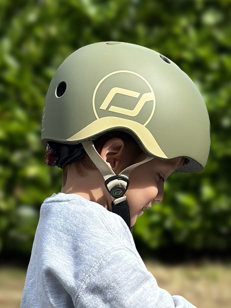 스쿳앤라이드 유아 헬멧S(올리브) LED 킥보드 자전거 헬멧