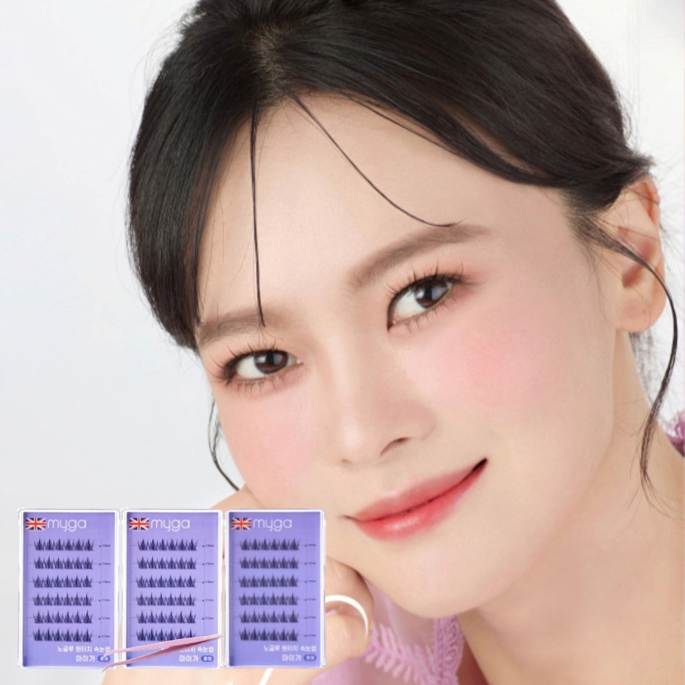 영국 마이가 3초 착붙 눈썹미인 속눈썹연장 1세트 노글루 셀프 인조 J컬 가닥속눈썹 - 상품 이미지