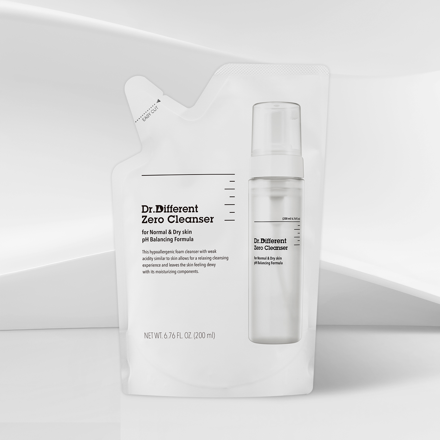 닥터디퍼런트 약산성 저자극 제로 클렌저 중건성 200ml 리필 - 상품 이미지