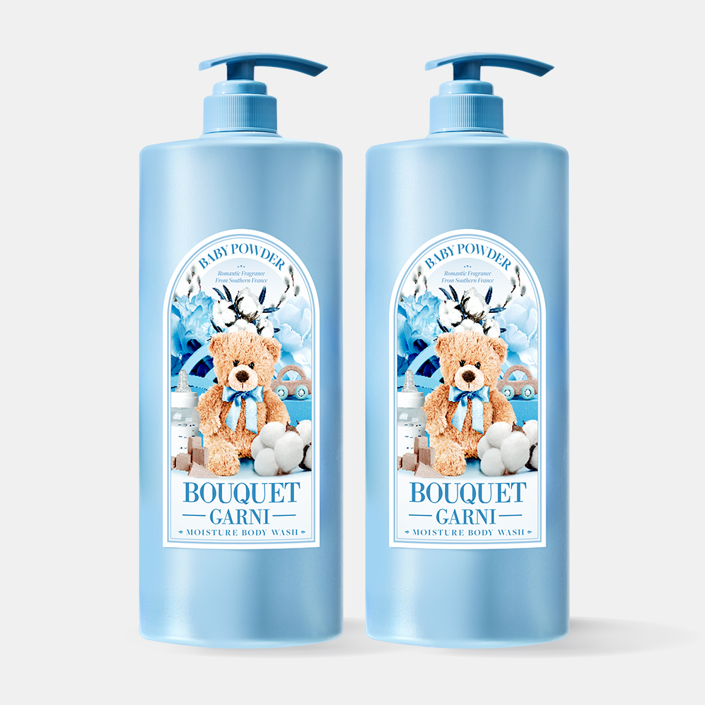 [2개] 부케가르니 모이스처 바디워시 1,500ml 퍼퓸 올인원 대용량 바디클렌저 샤워젤 베이비파우더 향 