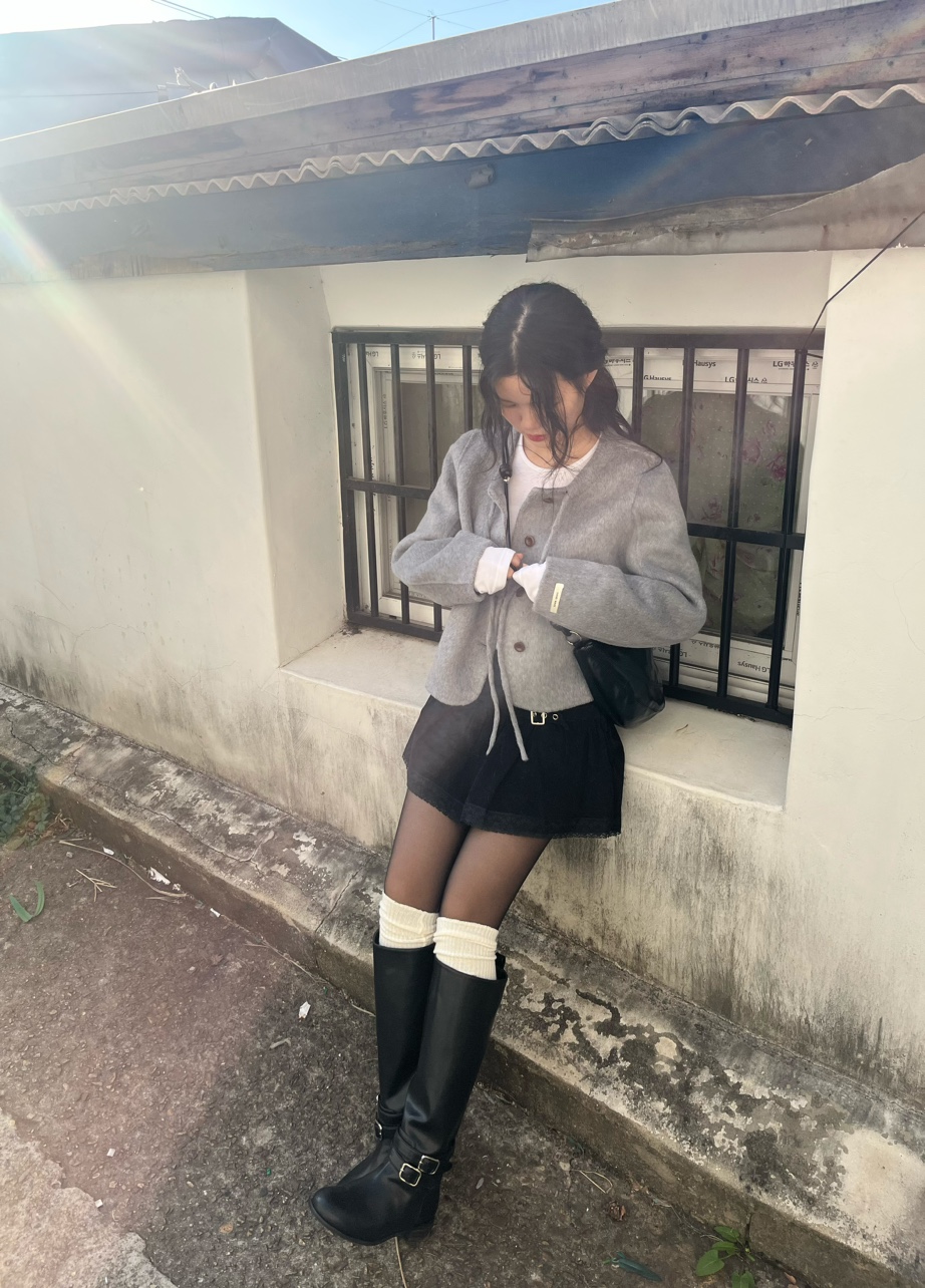 마카롱 리본 울 핸드메이드 숏 코트 (3color) 상세 이미지 31