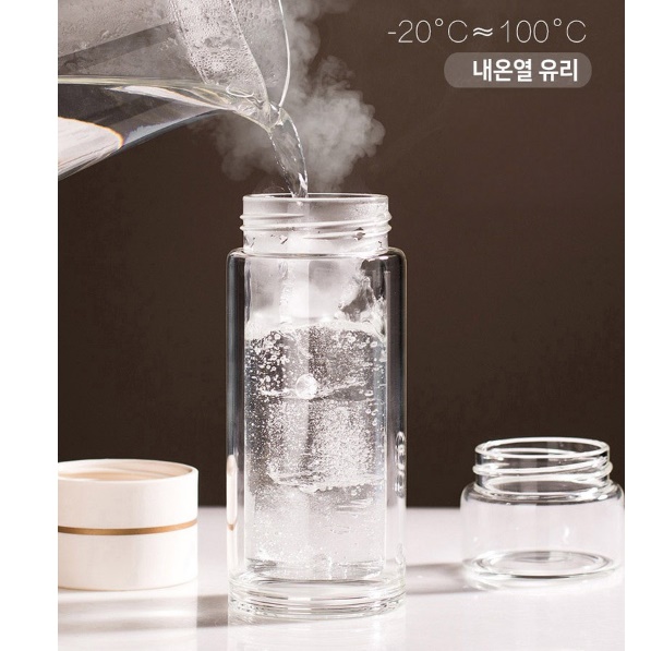이중유리텀블러 차량용텀블러 보온 투명 차망 텀블러 300ml - 상세 이미지 2