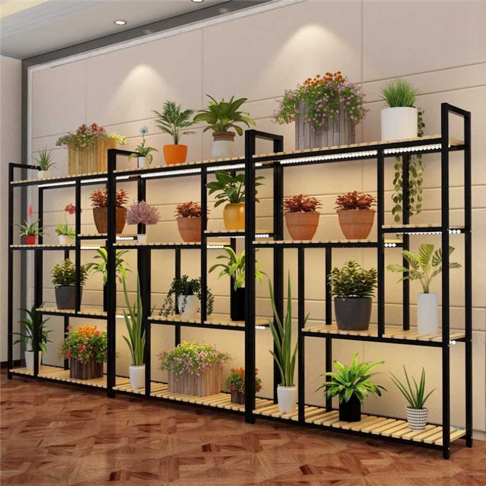 나무 화분 받침대 선반 거치대 진열대 스탠드 거실 120x30x155cm - 상품 이미지