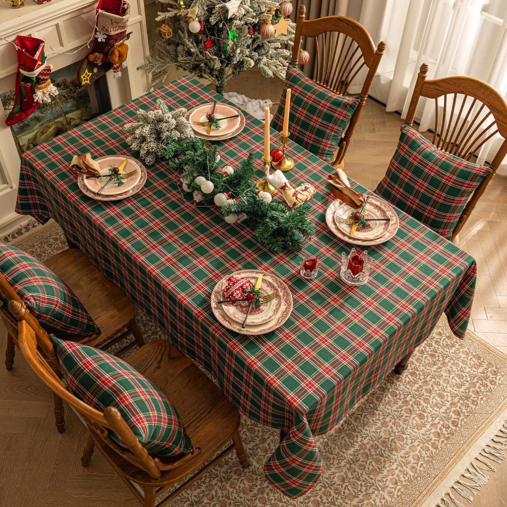 크리스마스 식탁보 성탄절 홈데코 인테리어 테이블보 커버 체크 덮는 천 파티 겨울