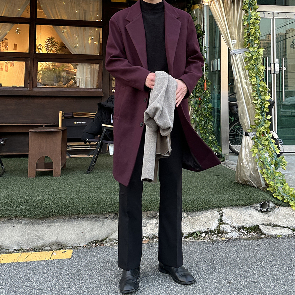 남자 코트 오버핏 빅사이즈 겨울 울 남자 캐시미어 코트 - 상세 이미지 2