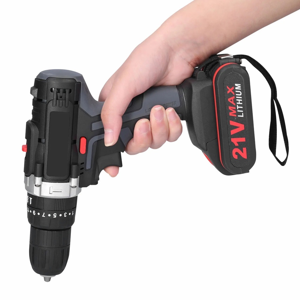 21V 무선 전동드릴 충전식 햄머드릴 임팩트드릴 풀세트 블랙 - 상세 이미지 4