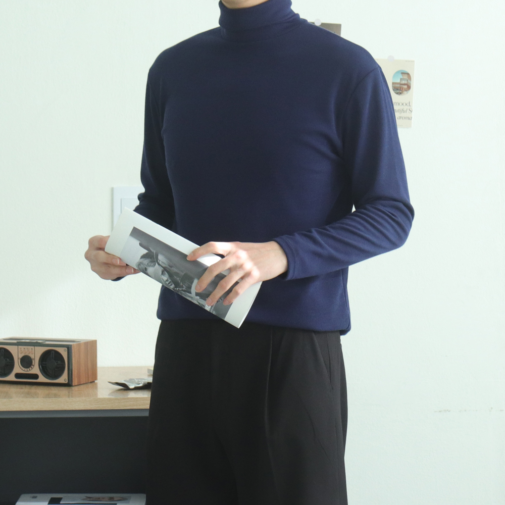 남자 니트 목폴라 터틀넥 이너 니트 남자 스웨터 - 상세 이미지 5