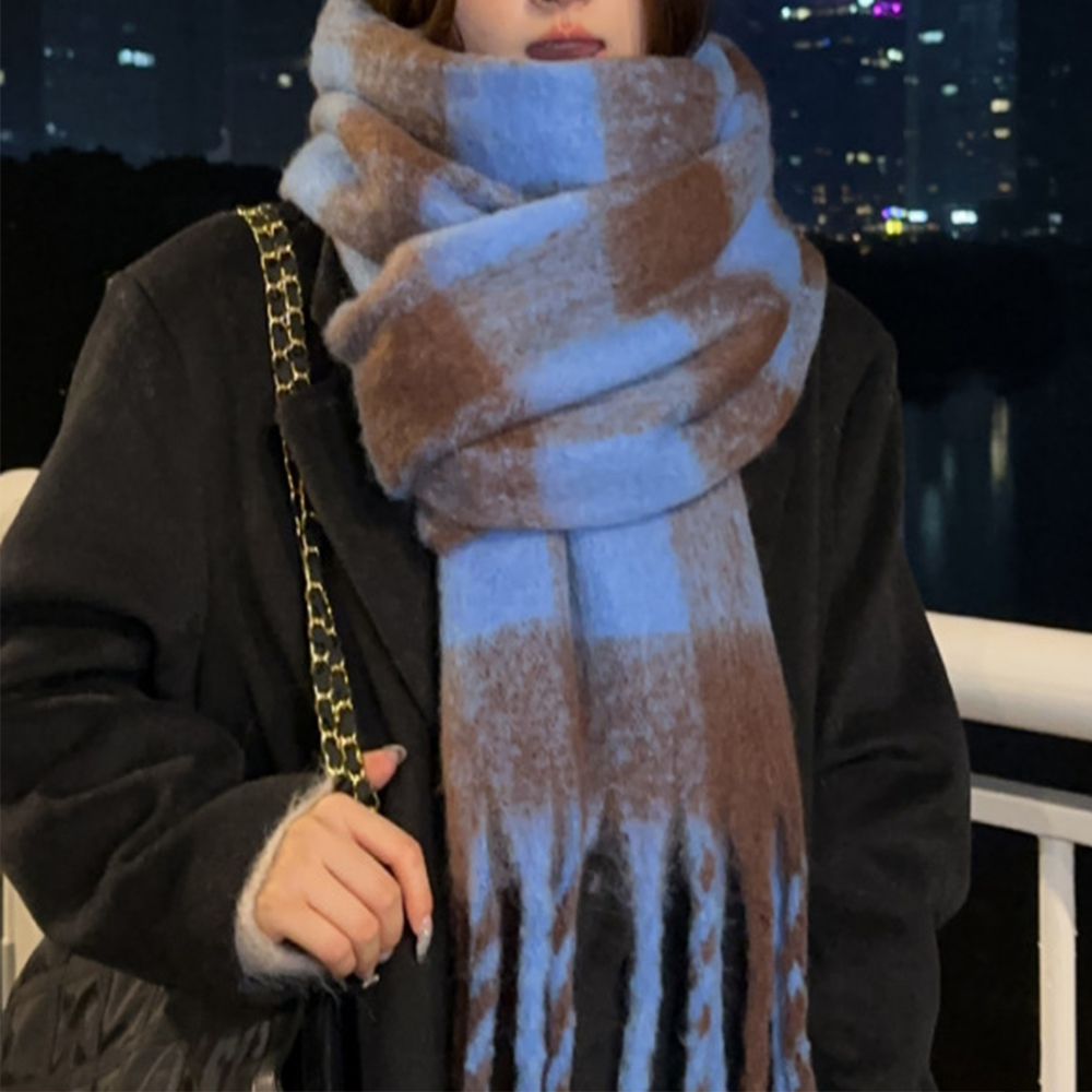 롱 머플러 가을 체크 무늬 고급 남자 여자 커플 간절기 선물 예쁜 따뜻한 겨울 목도리 - 상품 이미지