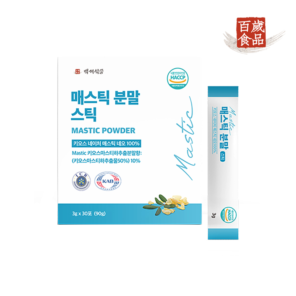 백세식품 그리스 매스틱검 분말 스틱 3g x 30포 30일분 HACCP 인증