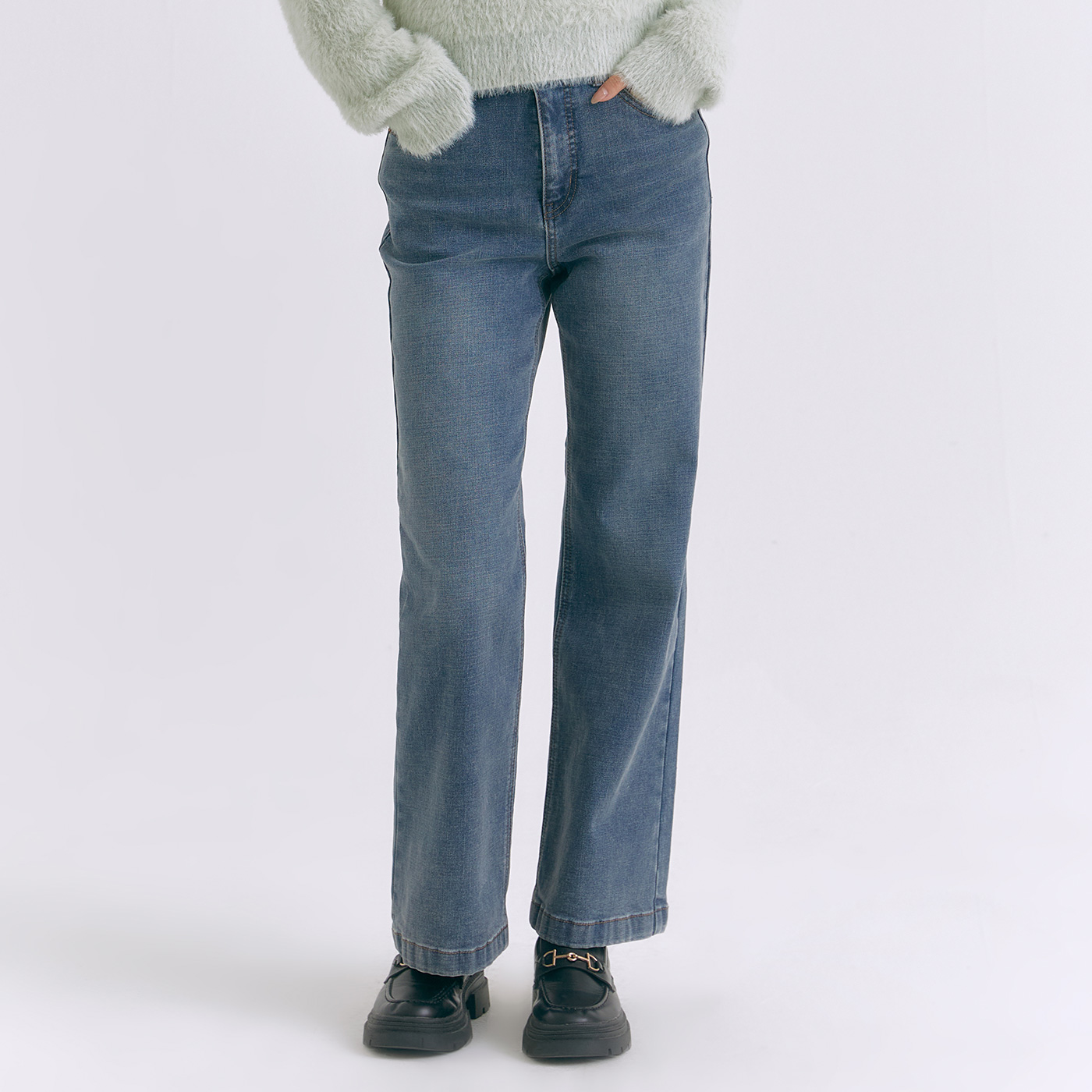 [N배송][Fit me] 로엠 스트레이트 기모 데님 RMTJE4VG06