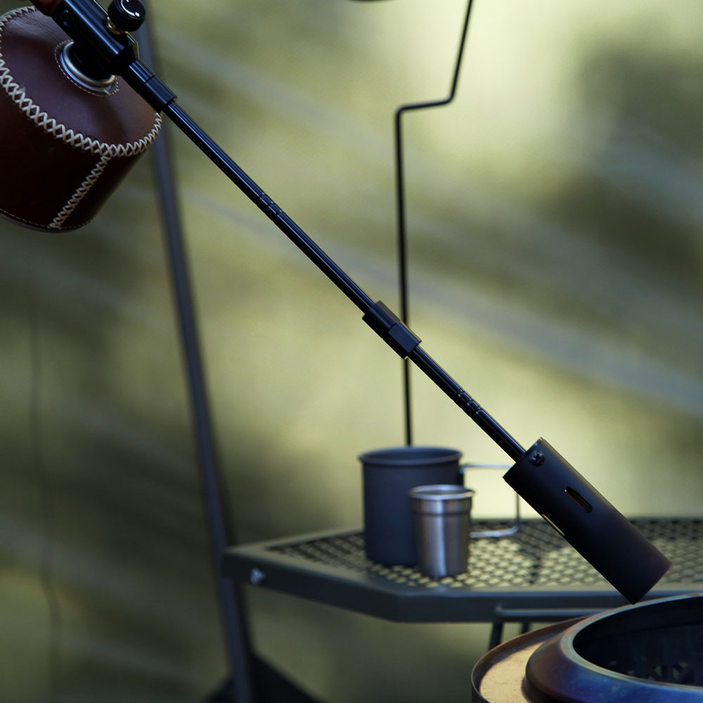 빈슨메시프 포터블 3단 토치 블랙 휴대용 롱 조립식 요리용 캠핑 부탄 가스토치 전용 하드케이스 포함