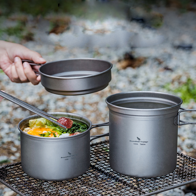 대륙의 벨락 티타늄 코펠 캠핑 팬 1인용 미니쿠커 야연냄비