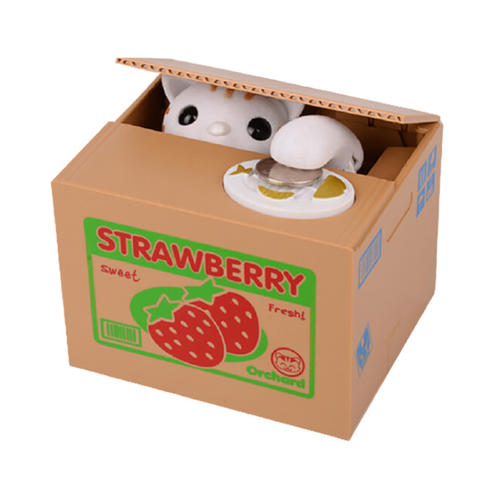 스토리빙 동전먹는 고양이 저금통 스트로베리 이미지 2