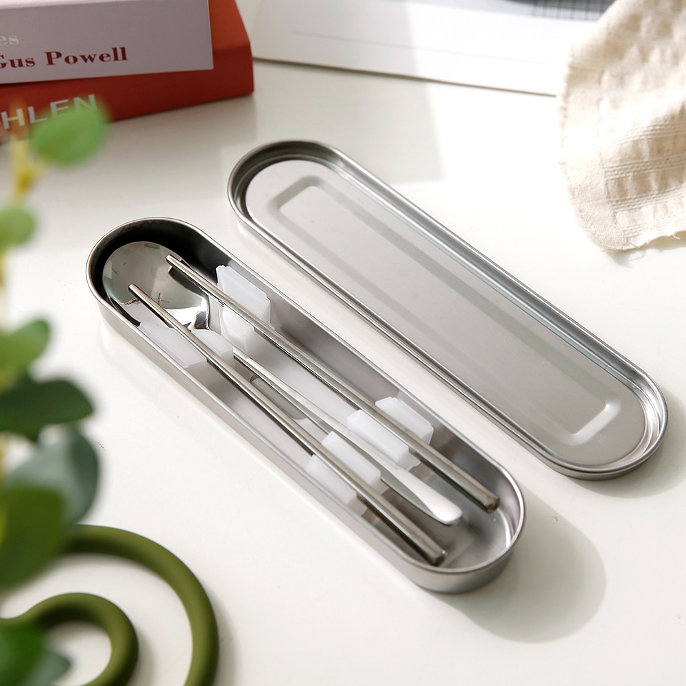 휴대가 편리한 캠핑 도시락 스텐 수저 케이스 세트