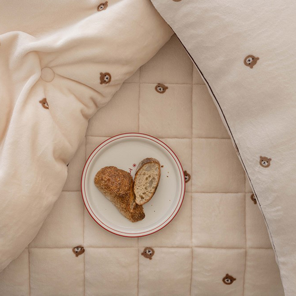 송화침장 곰돌이 자수 정전기 없는 극세사 차렵이불 세가지 색상