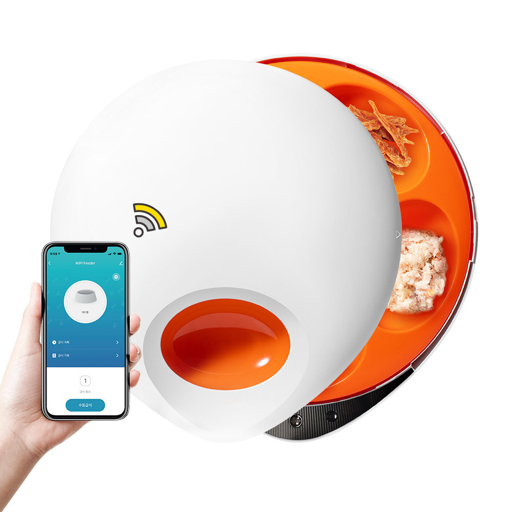 [디클펫] 강아지 고양이 스마트 자동급식기 AT-400 습식 건식 와이파이 앱 지원 음성녹음