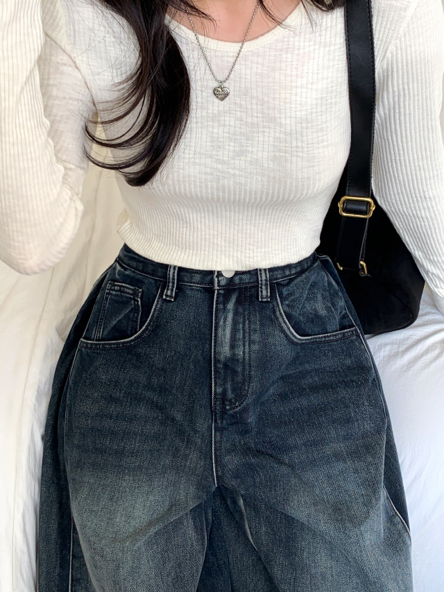 [3단기장/발열원단🔥] 바티안 벌룬핏 사이드 핀턱 겨울 빈티지 워싱 청바지 스냅버튼 히든밴딩 기모 폴딩 와이드 데님 팬츠 상세 이미지 39