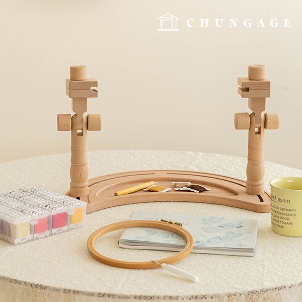 원형 좌식 수틀 프랑스자수 원목 멀티 고정 자수틀 회전 자수프레임 - 상세 이미지 2