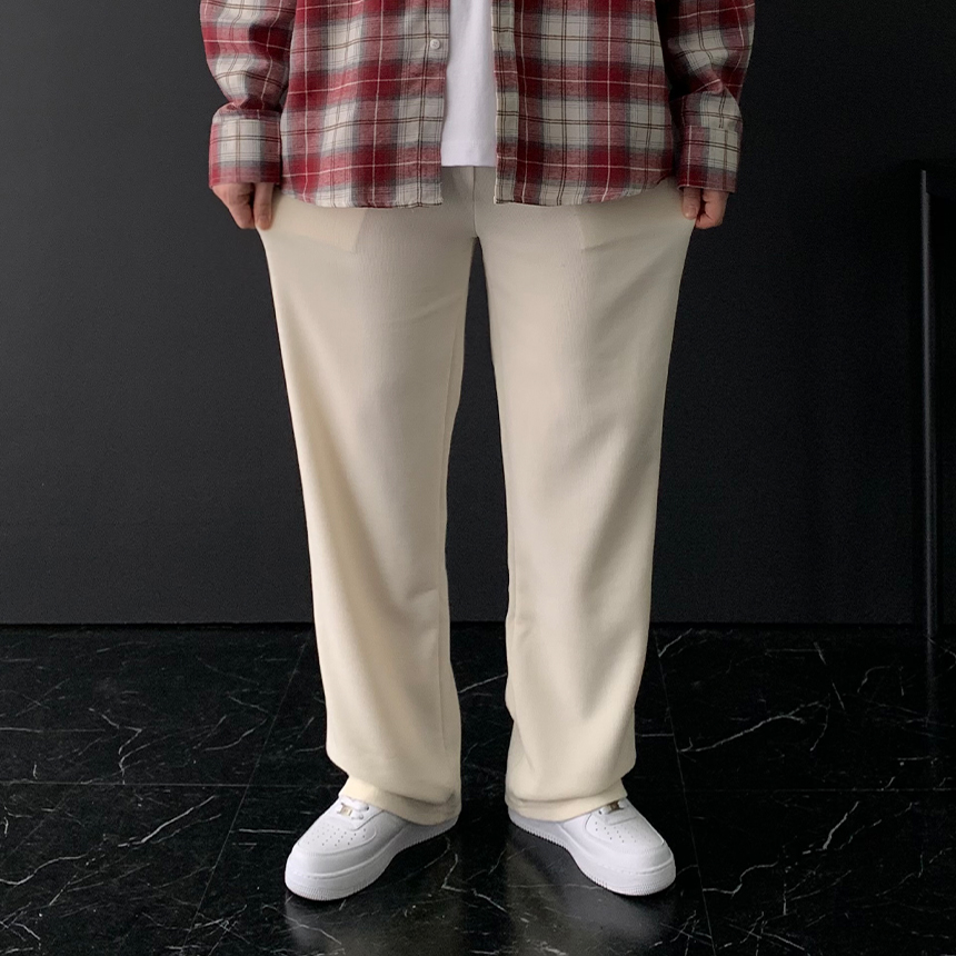 남자골덴와이드팬츠 남자코듀로이바지 겨울 밴딩 통큰바지 - 상세 이미지 3