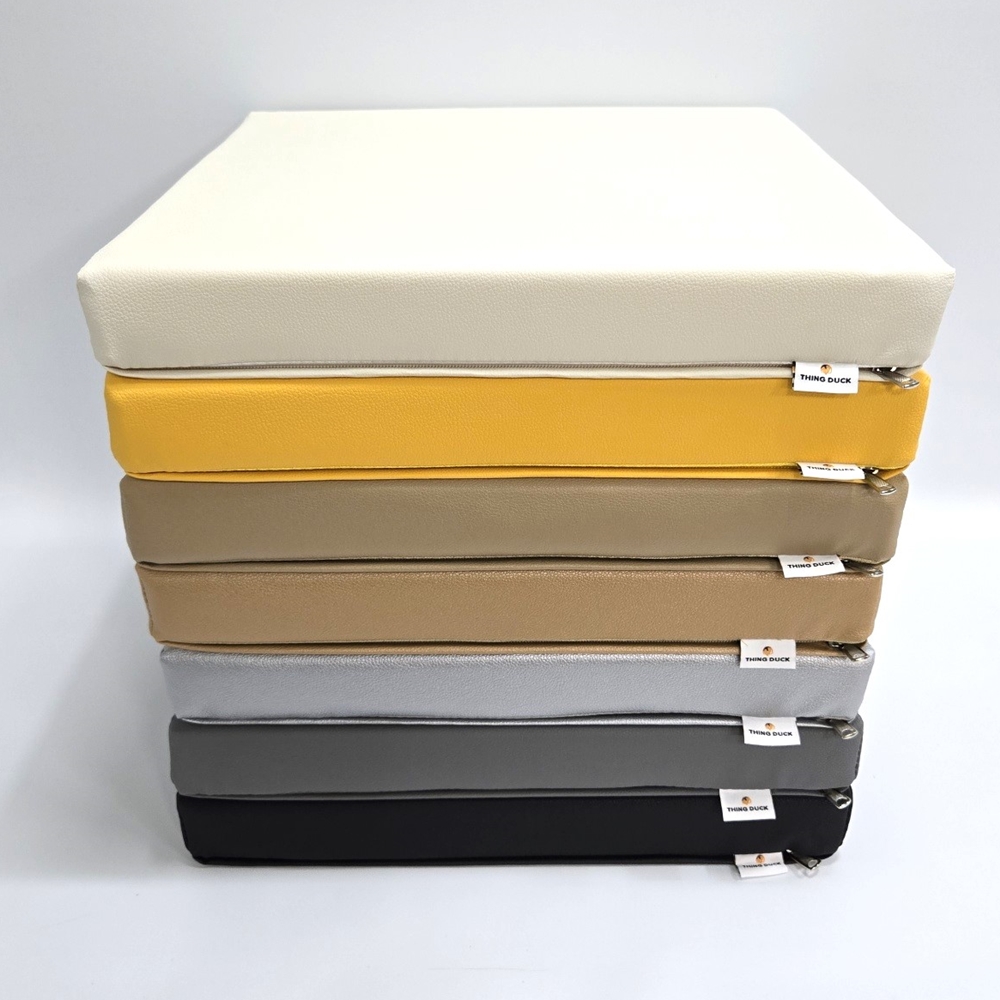 띵덕 레자 인조가죽 두꺼운 사각 키높이 방석 5cm