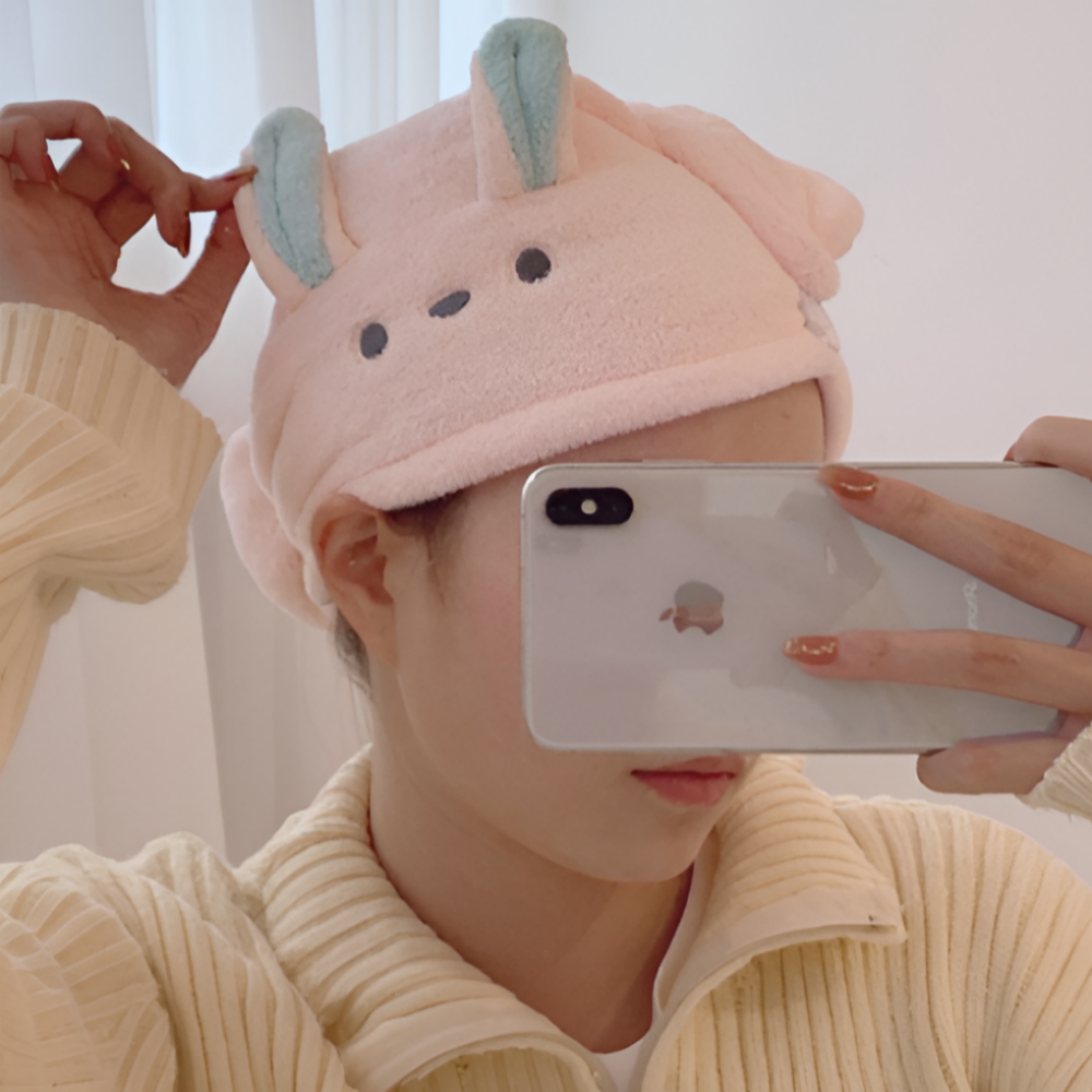 극세사 헤어 드라이타올 머리수건 양머리 타올 욕실 샤워 헤어밴드 수건 - 상세 이미지 3