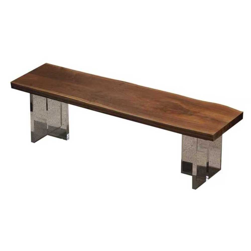 원목 벤치 의자 아크릴 와이드 식탁 우드슬랩 카페 100x35x45cm - 상품 이미지