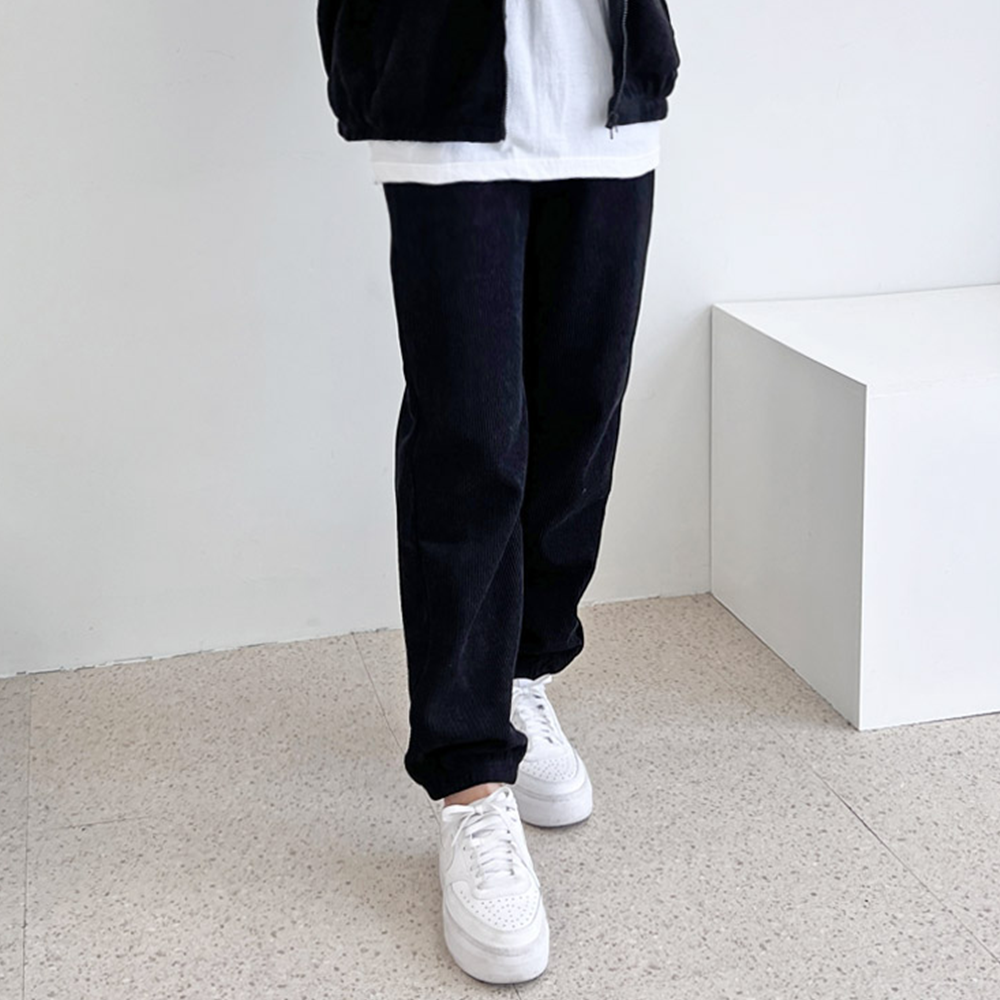 조그팬츠 조거 기모 코듀로이 골덴 여성 밴딩 츄리닝 바지 - 상세 이미지 3