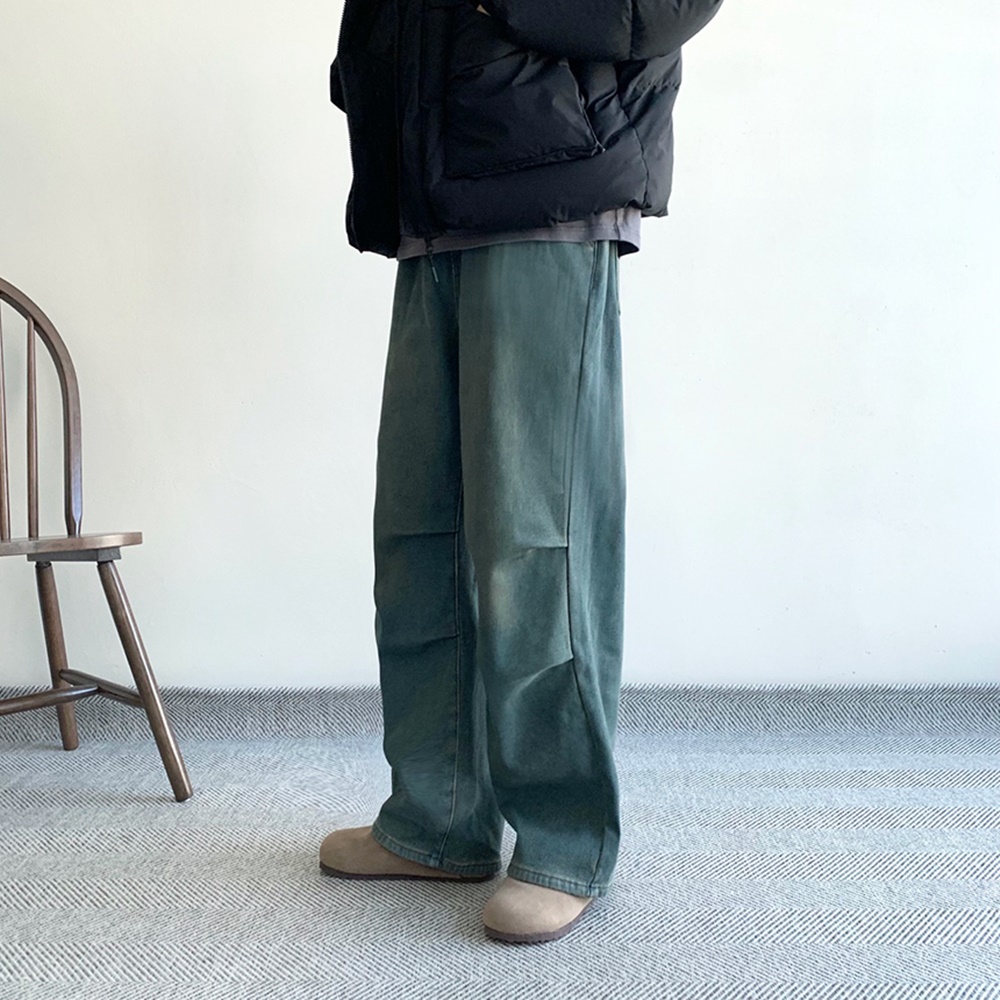 남성기모청바지 남자와이드청바지 남자블랙진 - 상세 이미지 5