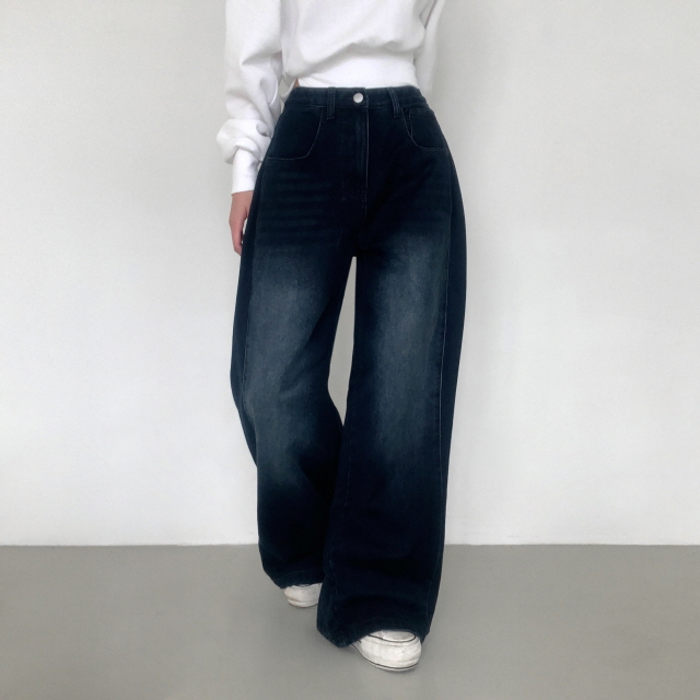 [3단기장/발열원단🔥] 바티안 벌룬핏 사이드 핀턱 겨울 빈티지 워싱 청바지 스냅버튼 히든밴딩 기모 폴딩 와이드 데님 팬츠 상세 이미지 43