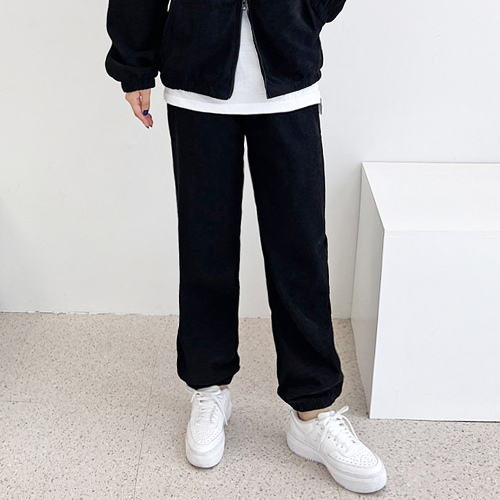 조그팬츠 조거 기모 코듀로이 골덴 여성 밴딩 츄리닝 바지 - 상세 이미지 4