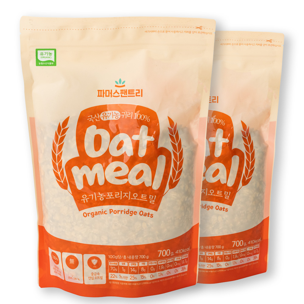 국산 유기농 포리지 오트밀 1.4kg (700g+700g) 납작귀리 이유식 초기 중기 후기