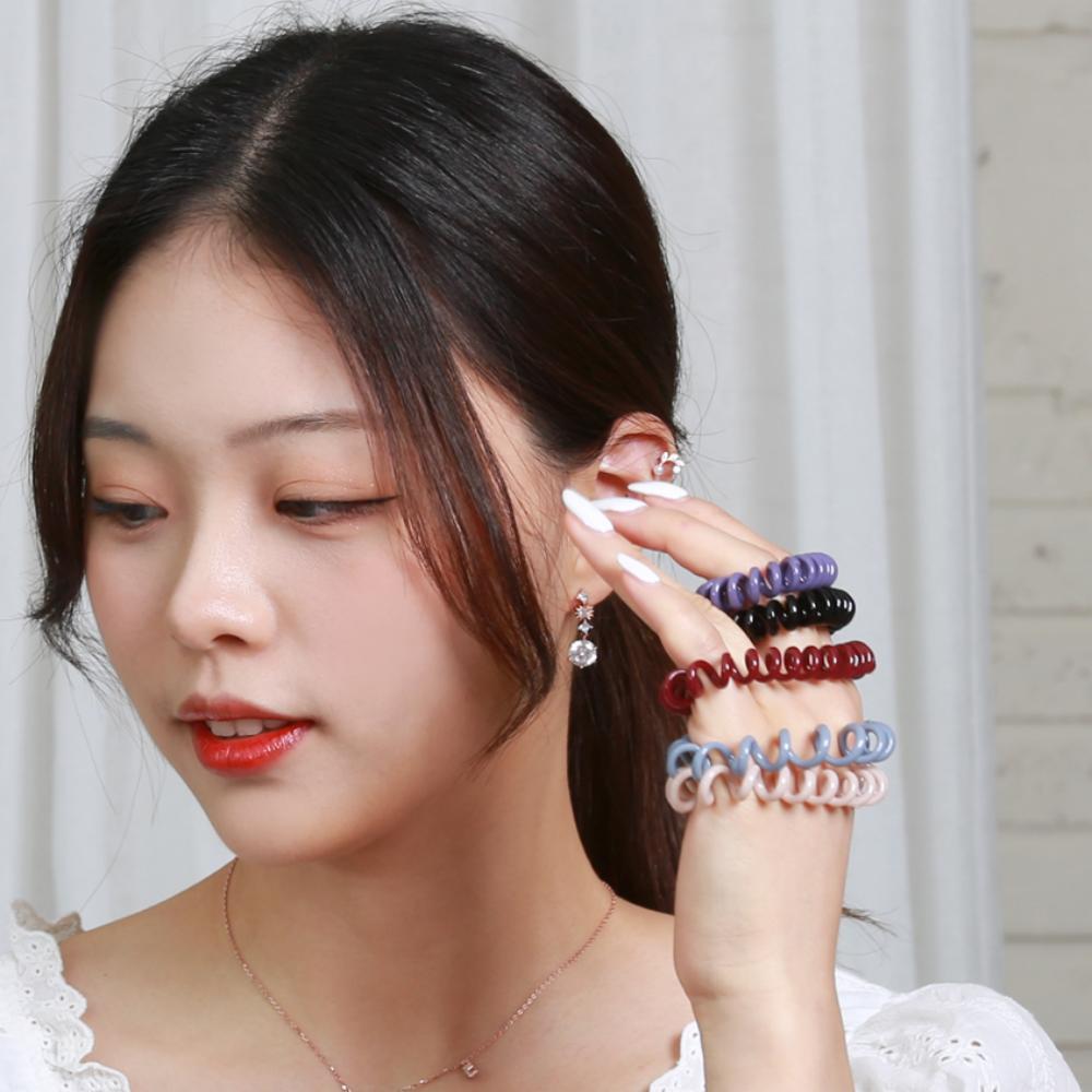 포니테일 올림머리 전화선 슈슈 헤어 밴드 스크런치 곱창 테일 헤어슈슈 : 마미루미