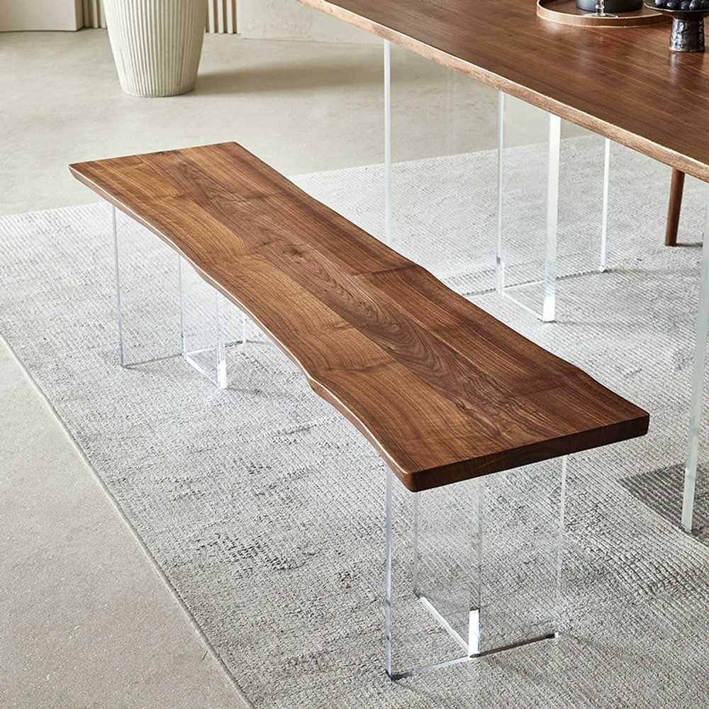 원목 벤치 의자 아크릴 와이드 식탁 우드슬랩 카페 100x35x45cm - 상세 이미지 2