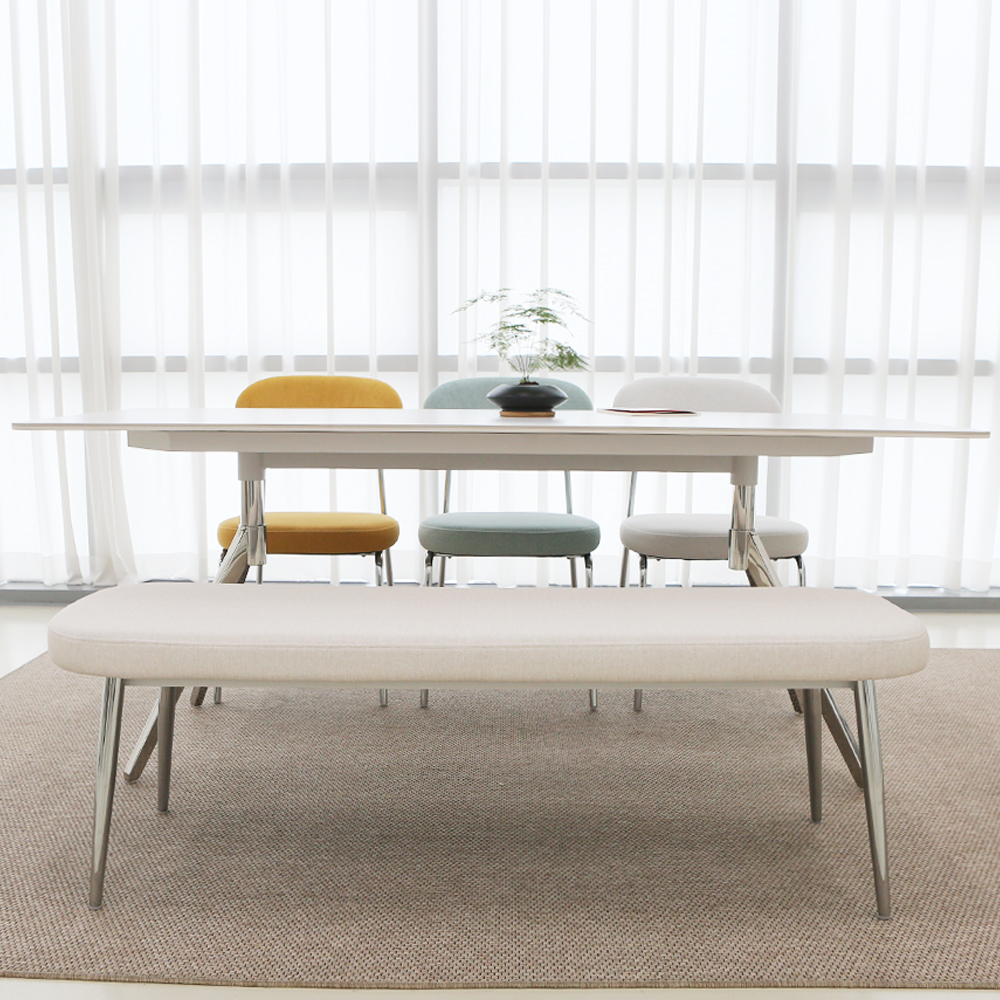 로페 3인용 식탁벤치 의자 발수코팅 크롬프레임 인테리어 식탁 의자