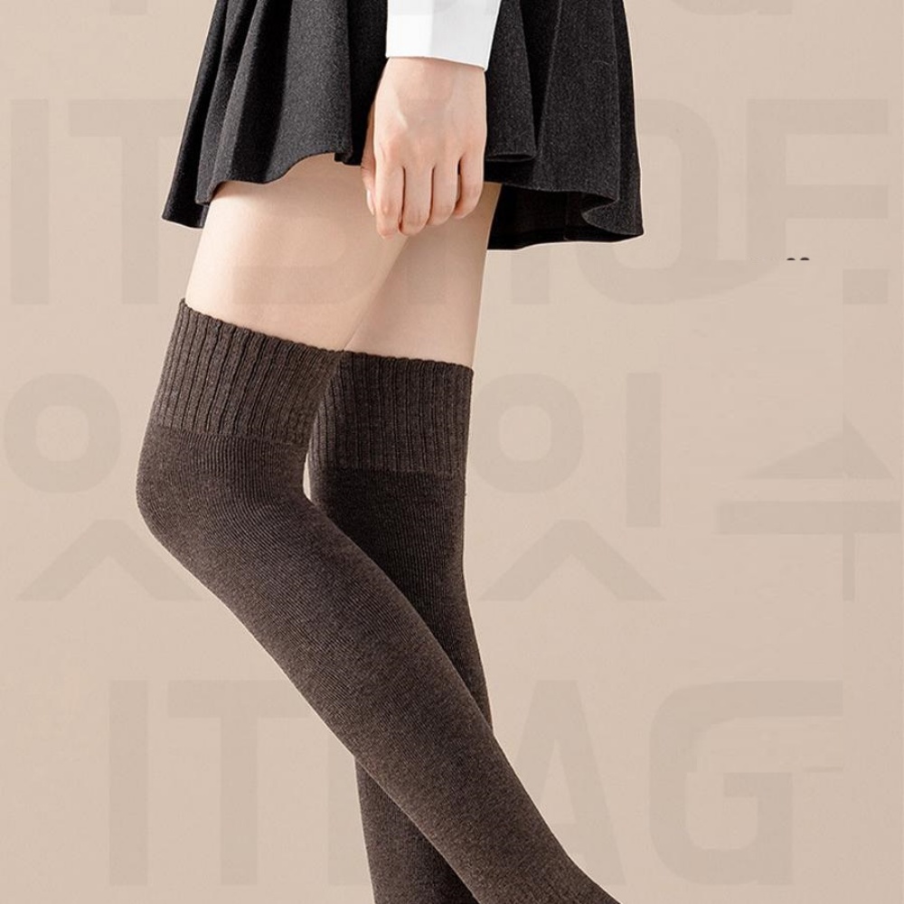 무릎까지오는양말 반삭스 기모 반양말 필라테스 겨울 반타이즈 필라테스 - 상품 이미지
