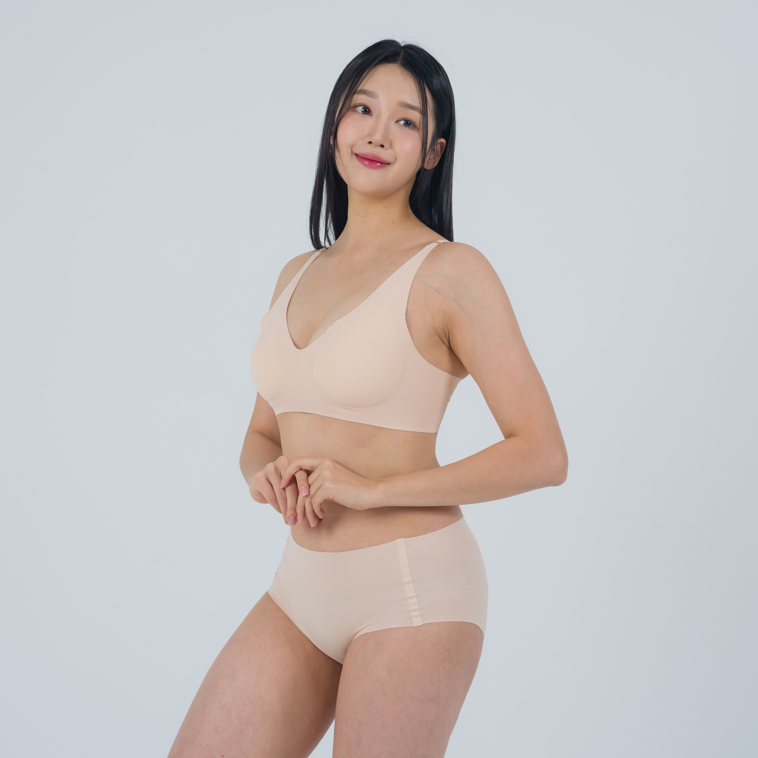 라크네 시그니처 모다 소프트핏 심리스 후크 브라 팬티 속옷 세트 셋업 - 상세 이미지 3