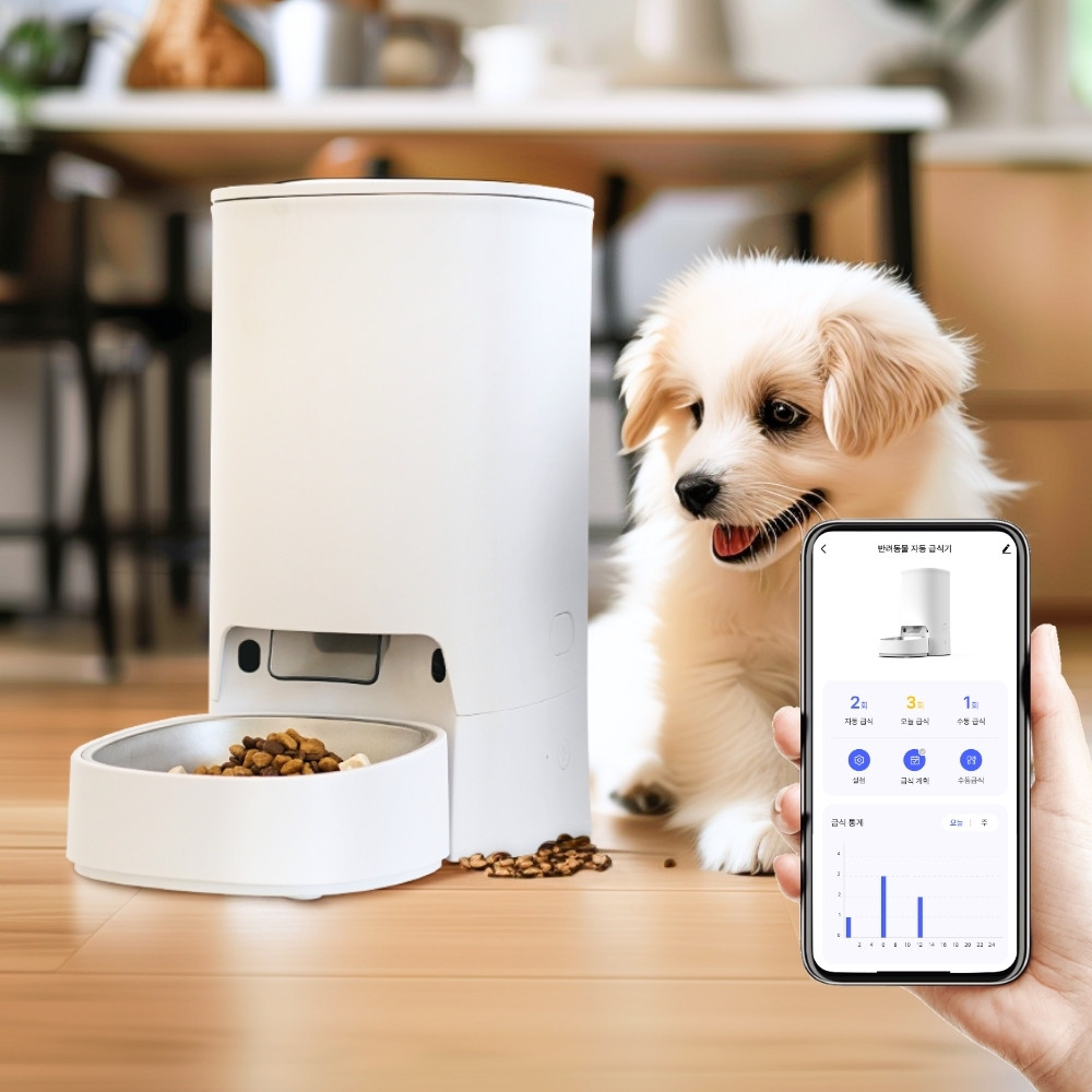 [디클펫] 강아지 고양이 스마트 자동급식기 P01WNA 급식기록 앱지원 안심센서