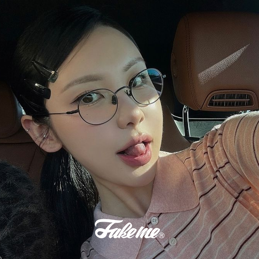 페이크미 안경 린다 LINDA MBK 블랙 여자 남자 라운드 티타늄 안경테 - 상품 이미지