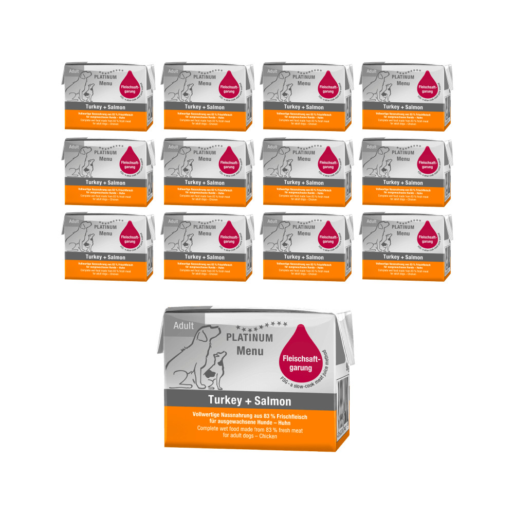 플래티넘 메뉴 어덜트 성분 기호성 좋은 강아지습식사료 칠면조+연어, 90g, 12개