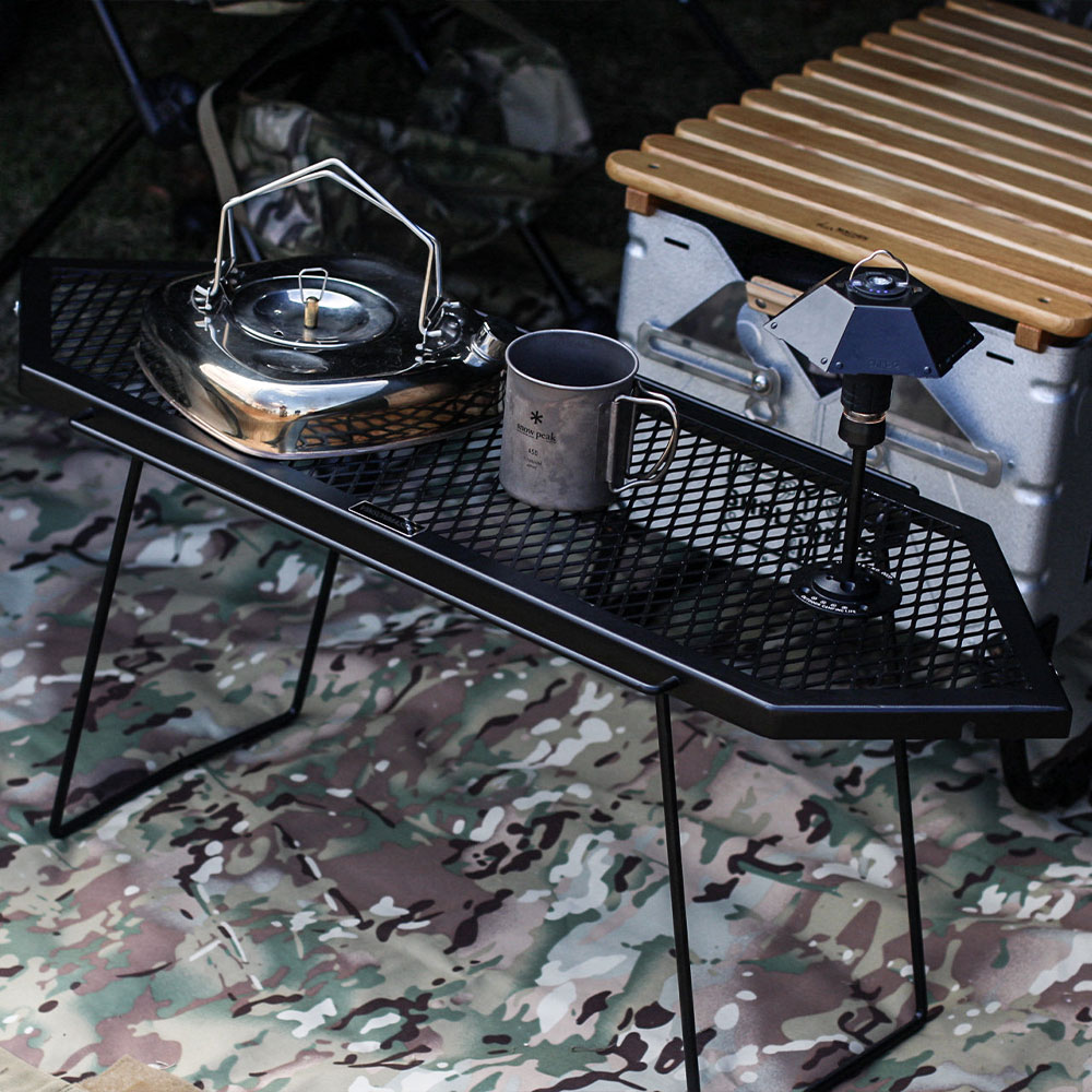 빈슨메시프 파즐 화로대 테이블 2P 폴딩 메쉬 철제선반 캠핑테이블 카키
