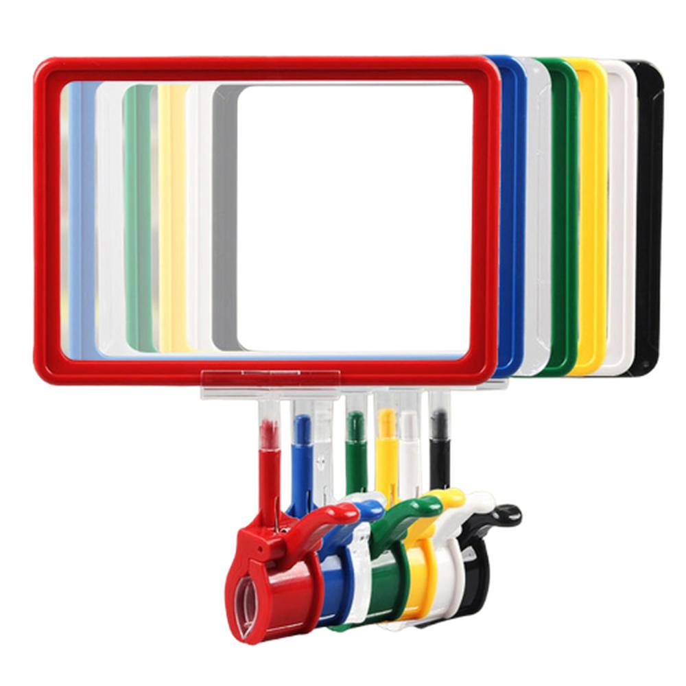 컬러 테두리 집게 안내꽂이 가로형 홍보물 꽂이 마트용 매장용 A6